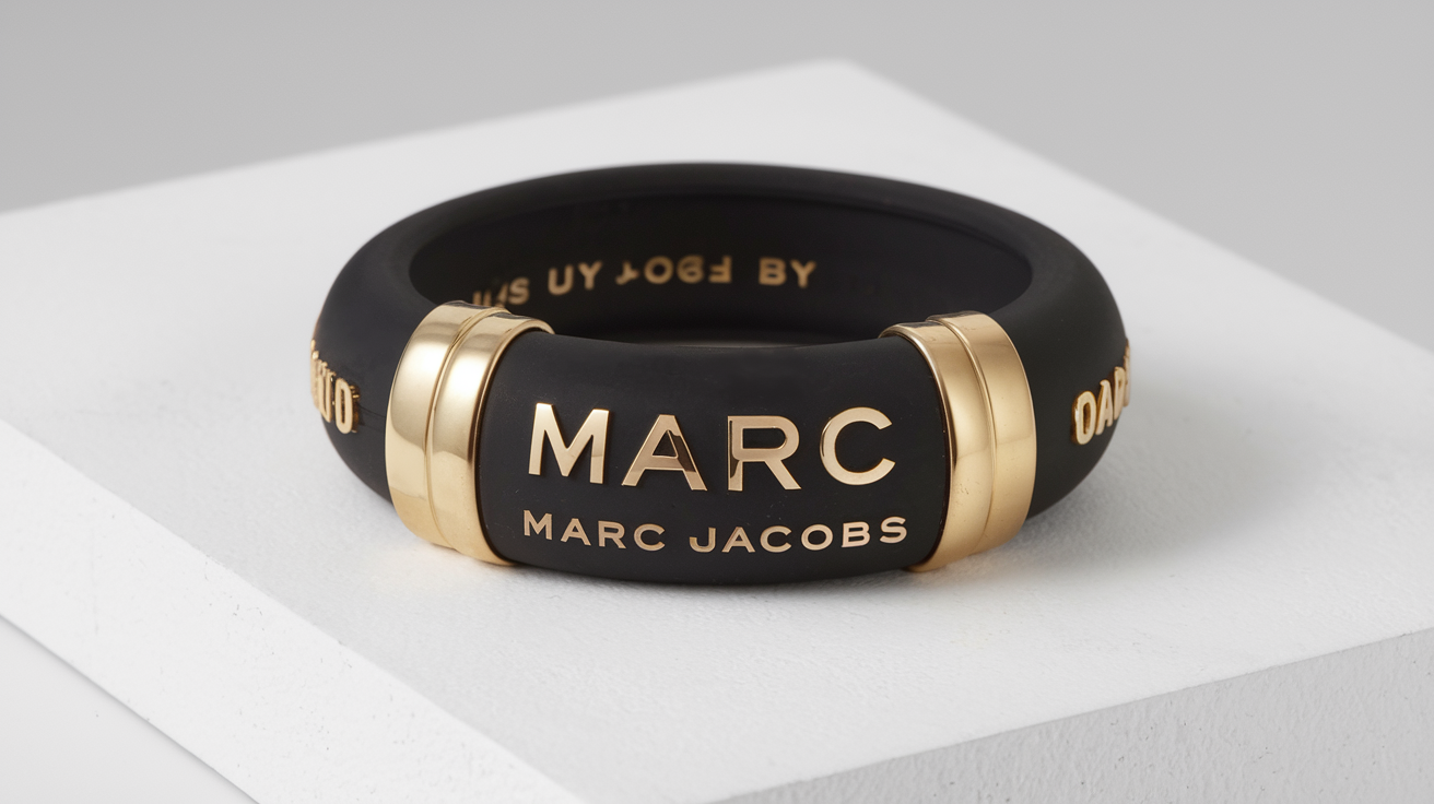 Marc by Marc Jacobs Black Rubber Gold End Cap Bangle